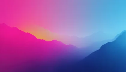 Acrylglasbilder Rosa Vibrant abstract mountain landscape with a neon gradient. A minimalist, textured background with a modern, serene aesthetic.  © PhotoGranary