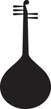 black silhouette of rebab on white background, vector.