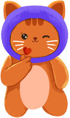 Cute cat with hands forming love