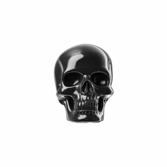 realistic black skull isolated on transparent background.