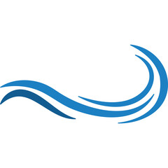 Abstract Blue Wave Swirl Element Dynamic Flowing Curve Shape Isolated on White Background Minimalist Graphic Design