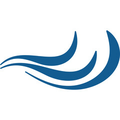 Abstract Blue Wave Symbol Representing Flow And Movement On Transparent Background