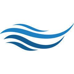 Abstract Blue Waves Flowing Gracefully on Transparent Background Representing Fluidity and Movement