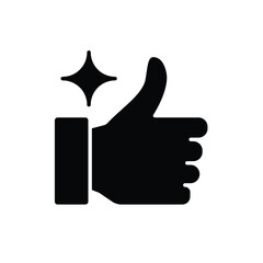 recommendation icon. management. thumbs up and light sparkles on a white background. economy, optimization, ease. Flat design style