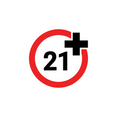 Age restriction symbol, twenty-one plus, adult content warning, mature audience access icon