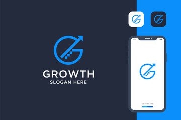 g letter logo design combine with arrow growth sign. useable for finacial, accounting, marketing, innvestment business banding.