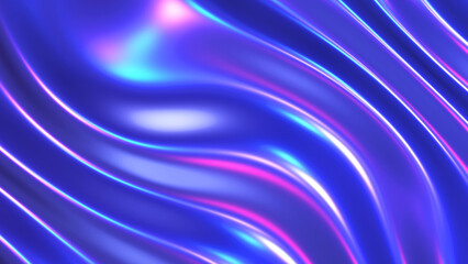 Purple and blue striped background, 3D lines design, abstract neon colored metallic wallpaper.