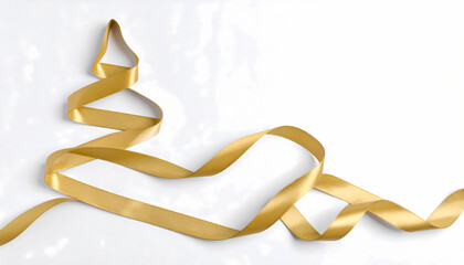 Golden ribbon christmas tree design on transparent background graphic