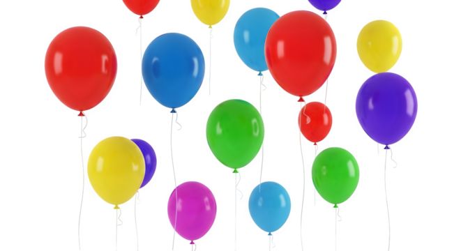 Colorful balloons float on a black background. Rendered with clean lighting. Great for party, celebration, or birthday themed designs and social media. - Powered by Adobe