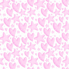 heart star valentines seamless pattern 