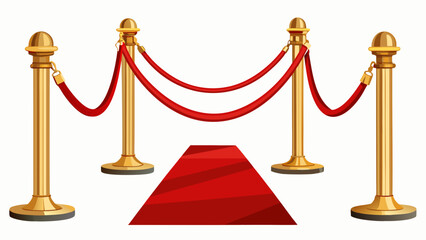 Golden stanchions and red velvet rope line a red carpet entrance