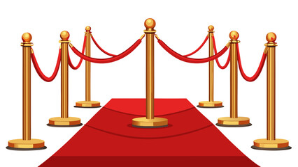 Golden stanchions and red carpet event entrance