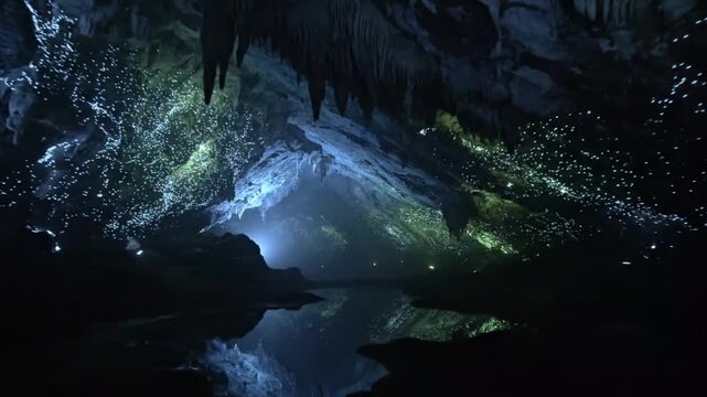Enigmatic Glowworm Cave in New Zealand A Natural Wonder Cinematic View Footage