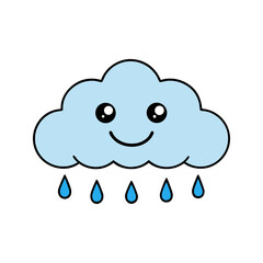 Cute cloud raining on transparent background
