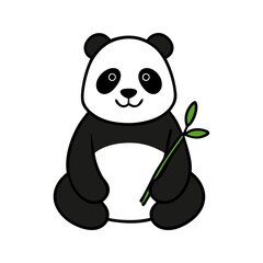 Sitting panda art on transparent background