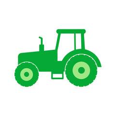 Green farm tractor on transparent background