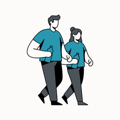 Couple Walking Together - A Simple Illustration of Companionship.