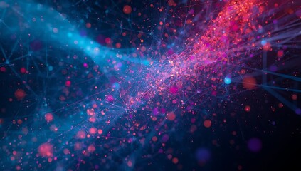 Vibrant nebula with cosmic dust and glowing particles in deep space