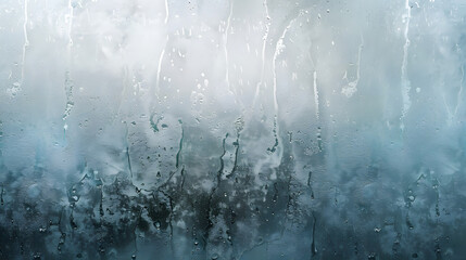 Raindrops on a Frosted Glass Window with Blurred Outdoor View