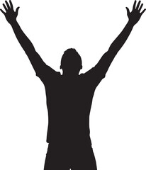 Silhouette of a person with arms raised-celebrating