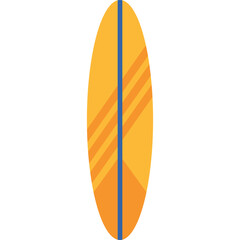 Bright Orange And Yellow Surfboard With Blue Stripe Accents On A White Background Ideal For Summer Beach Activities And Sports