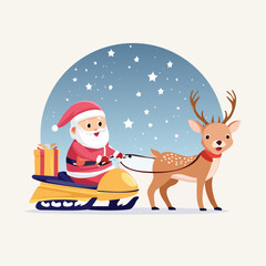 Fototapeta premium santa claus and reindeer Christmas