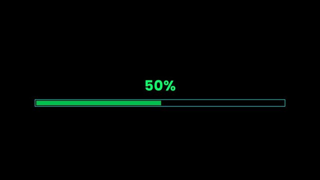 Animated progress bar with percentage counter 10 seconds duration transparent black background