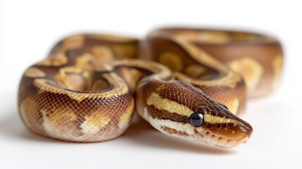 Obraz premium Beautiful ball python resting on a smooth surface in bright light