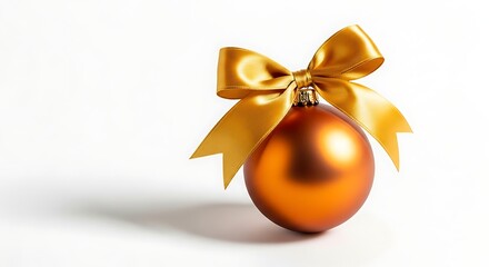 Classic Bronze Christmas Bauble Gold Ribbon
