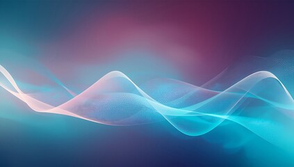 Abstract glowing wave of light particles in blue and pink tones