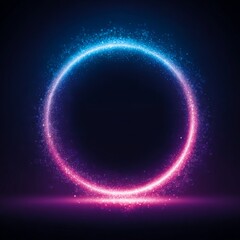 Obraz premium The circular shape is magical, with neon pink and blue particles, crisp glowing details, and a vibrant, abstract display of futuristic energy