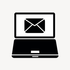 Inbox mail laptop icon illustration,vector message sign symbol