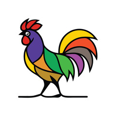 Vibrant Geometric Rooster Graphic Design Colorful Chicken Logo