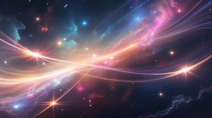 Obraz premium Celestial Symphony: An artistic depiction of the cosmos, where vibrant nebulas intertwine with shimmering stars and radiant light, creating a breathtaking ballet of colors and cosmic energy.