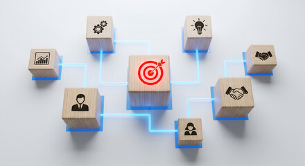 Business Strategy and Goals: Target with Interconnected Blocks