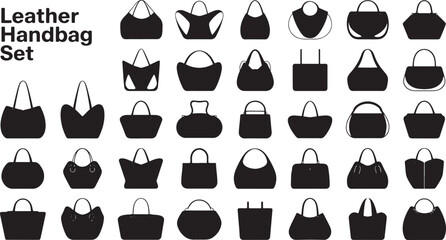 Collection of versatile black leather handbags stylish designs for every occasion set
