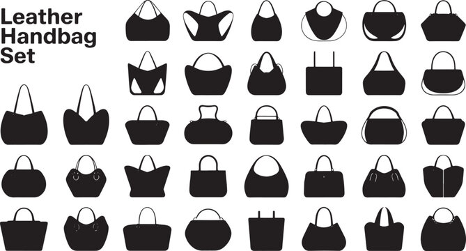 Collection of versatile black leather handbags stylish designs for every occasion set