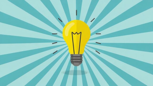 Bright Lightbulb Idea with Radial Burst Creative Concept Icon for Innovation