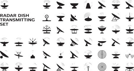 Naklejka premium radar dish transmitting set icons symbols and graphics diverse designs and shapes