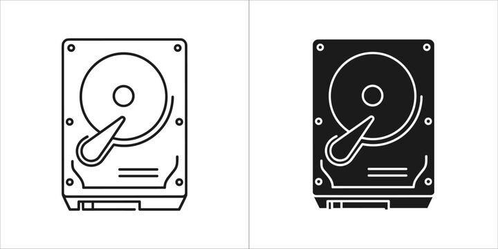 Two hard drive icons, one outline and one filled
