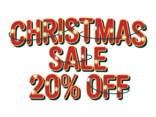 Get festive savings with our Christmas Sale 20% Off promotion, decorated with holiday lights, perfect for attracting shoppers seeking seasonal discounts and deals
