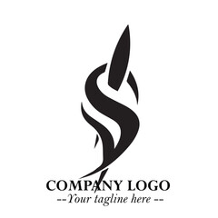 Rocket Logo Symbol in Black on the White Background with Modern Futuristic Space Design