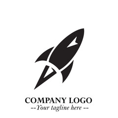 Fototapeta premium Rocket Logo Symbol in Black on the White Background with Modern Futuristic Space Design
