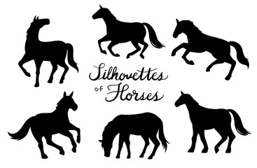 馬のシルエットイラストセット