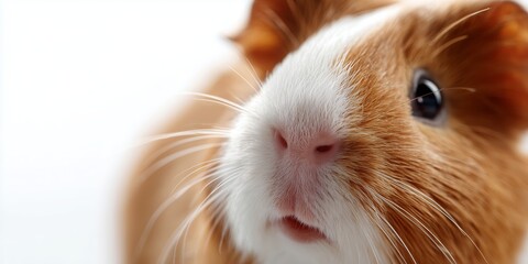 Close-up view of a curious guinea pig exploring a bright space