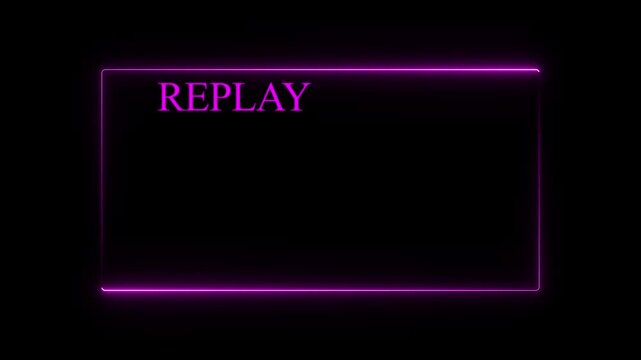 Neon purple replay border with red record button on black background