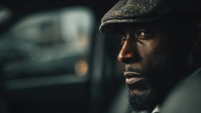 Attractive male cab driver inside vehicle