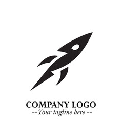 Rocket Logo Symbol in Black on the White Background with Modern Futuristic Space Design