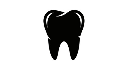 A simple, black silhouette of a molar tooth, isolated on white background.