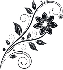 Elegant floral line art vector illustration featuring botanical design elements with leaves and blossoms, useful for invitations, logos, and decorative frames